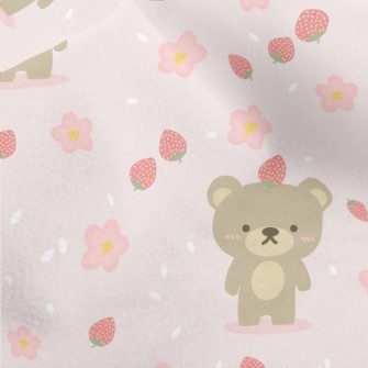 Blushing Bear And Strawberry Micro Fleece