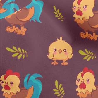 Rooster And Baby Chicks Micro Fleece