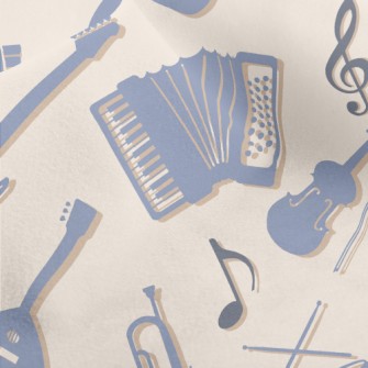 Blue Musical Instrument Silhou Micro Fleece