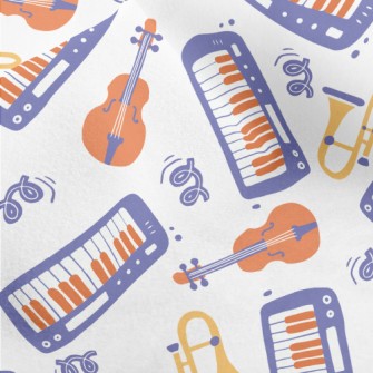 Hand Drawn Musical Instrument  Micro Fleece