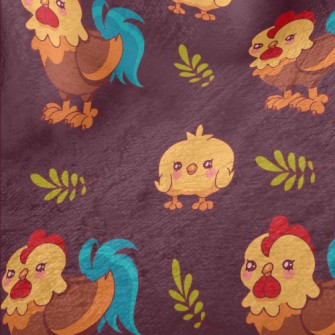 Rooster And Baby Chicks Minky