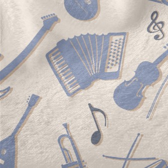 Blue Musical Instrument Silhou Minky