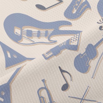 Blue Musical Instrument Silhou Piqué