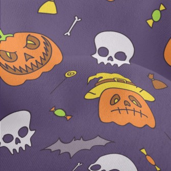 Hand Drawn Pumpkin Lantern Doo Lightweight Performance Linen