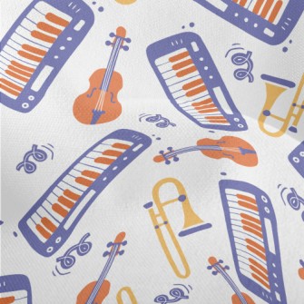 Hand Drawn Musical Instrument  Lightweight Performance Linen
