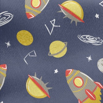 Cartoon Space Travel Jersey Backed Fleece
