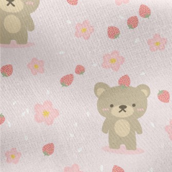 Blushing Bear And Strawberry Jersey Backed Fleece