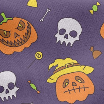 Hand Drawn Pumpkin Lantern Doo Jersey Backed Fleece