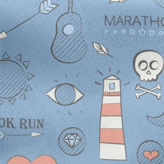 Trendy Hand Drawn Pattern Jersey Backed Fleece