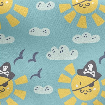 Cartoon Sun Pirate Jersey Backed Fleece
