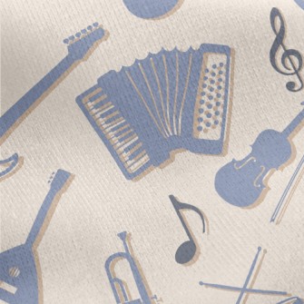 Blue Musical Instrument Silhou Jersey Backed Fleece
