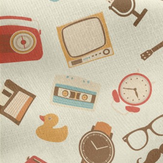 Cute Retro Items Jersey Backed Fleece