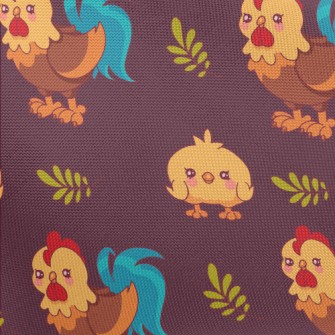 Rooster And Baby Chicks Pongee