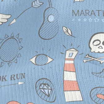 Trendy Hand Drawn Pattern Stretch Jersey