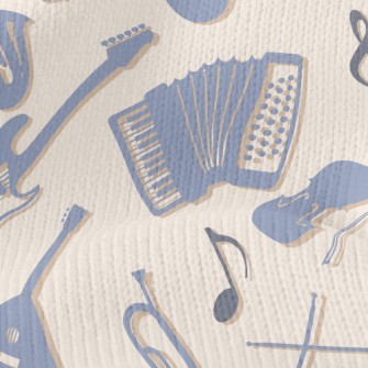 Blue Musical Instrument Silhou Stretch Jersey