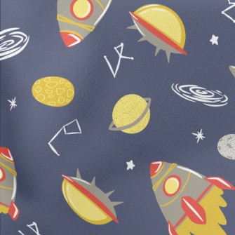 Cartoon Space Travel Lightweight Cotton Poplin
