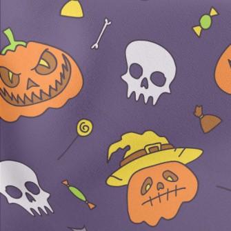 Hand Drawn Pumpkin Lantern Doo Lightweight Cotton Poplin