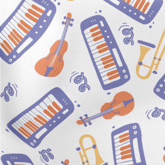 Hand Drawn Musical Instrument  Lightweight Cotton Poplin