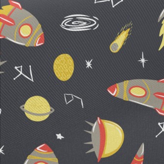 Rockets And UFOs Midweight Cotton Poplin