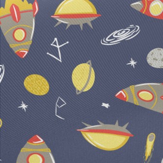 Cartoon Space Travel Midweight Cotton Poplin