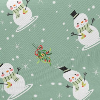 Merry Christmas Snowman Midweight Cotton Poplin