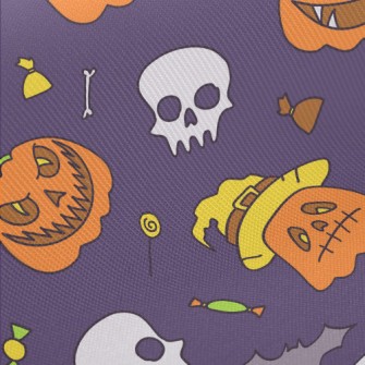 Hand Drawn Pumpkin Lantern Doo Midweight Cotton Poplin