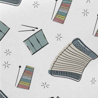 Colorful Hand Drawn Musical In Midweight Cotton Poplin