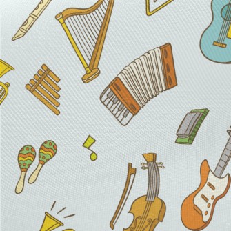 Cartoon Musical Instruments An Midweight Cotton Poplin