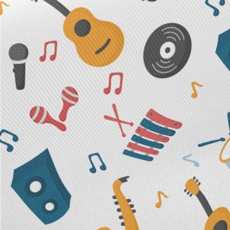 Colorful Musical Instruments A Midweight Cotton Poplin