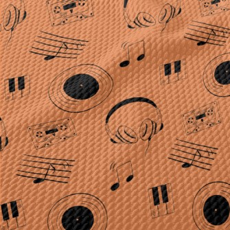 Vinyl Records And Cassettes Birdseye Piqué
