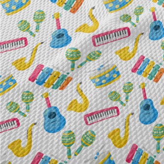 Cute Cartoon Colorful Musical  Birdseye Piqué