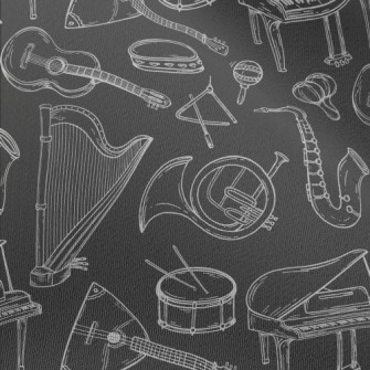 Hand Drawn Common Musical Inst Chiffon