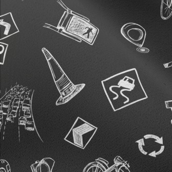 Hand Drawn City Traffic Chiffon