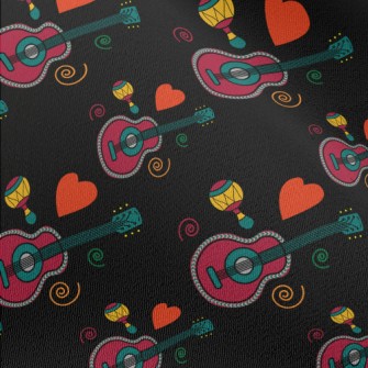 Colorful Guitar And Shaker Chiffon