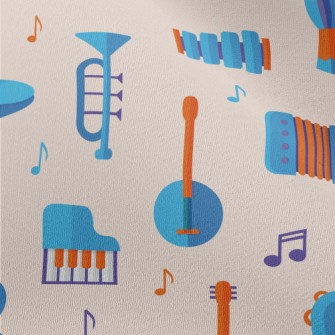 Blue Cute Musical Instrument Chiffon