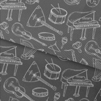 Hand Drawn Common Musical Inst Waterproof Oxford