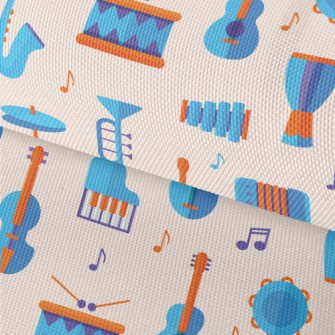 Blue Cute Musical Instrument Waterproof Oxford