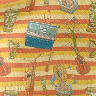 Hand Drawn Plants And Musical  Waterproof Canvas