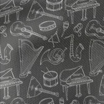 Hand Drawn Common Musical Inst Waterproof Canvas