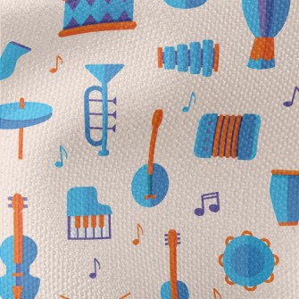 Blue Cute Musical Instrument Waterproof Canvas