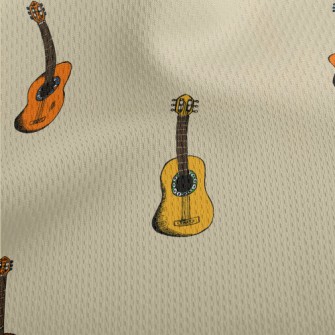 Hand Drawn Colorful Guitar Athletic Mesh Flat Back