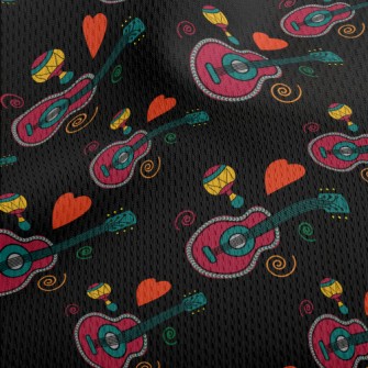 Colorful Guitar And Shaker Athletic Mesh Flat Back
