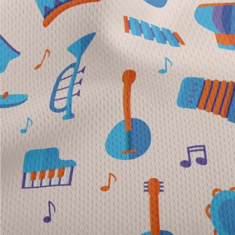 Blue Cute Musical Instrument Athletic Mesh Flat Back