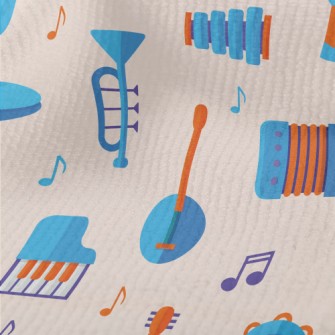 Blue Cute Musical Instrument Terry