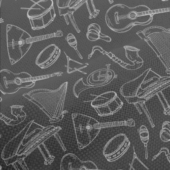 Hand Drawn Common Musical Inst Performance Linen