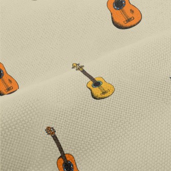 Hand Drawn Colorful Guitar Performance Linen