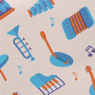 Blue Cute Musical Instrument Twill