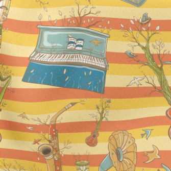 Hand Drawn Plants And Musical  Stretch Ponte