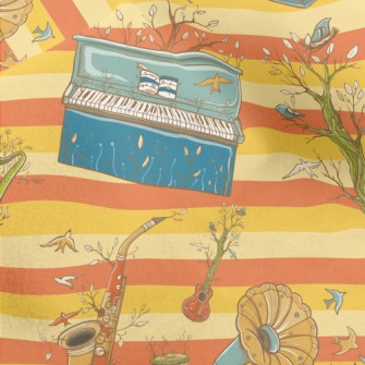 Hand Drawn Plants And Musical  Micro Fleece