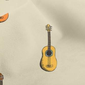 Hand Drawn Colorful Guitar Micro Fleece